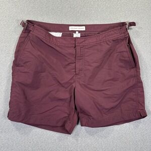 Orlebar Brown Bulldog Swim Shorts Mens 36 Burgundy Mid Length Unlined Adjustable